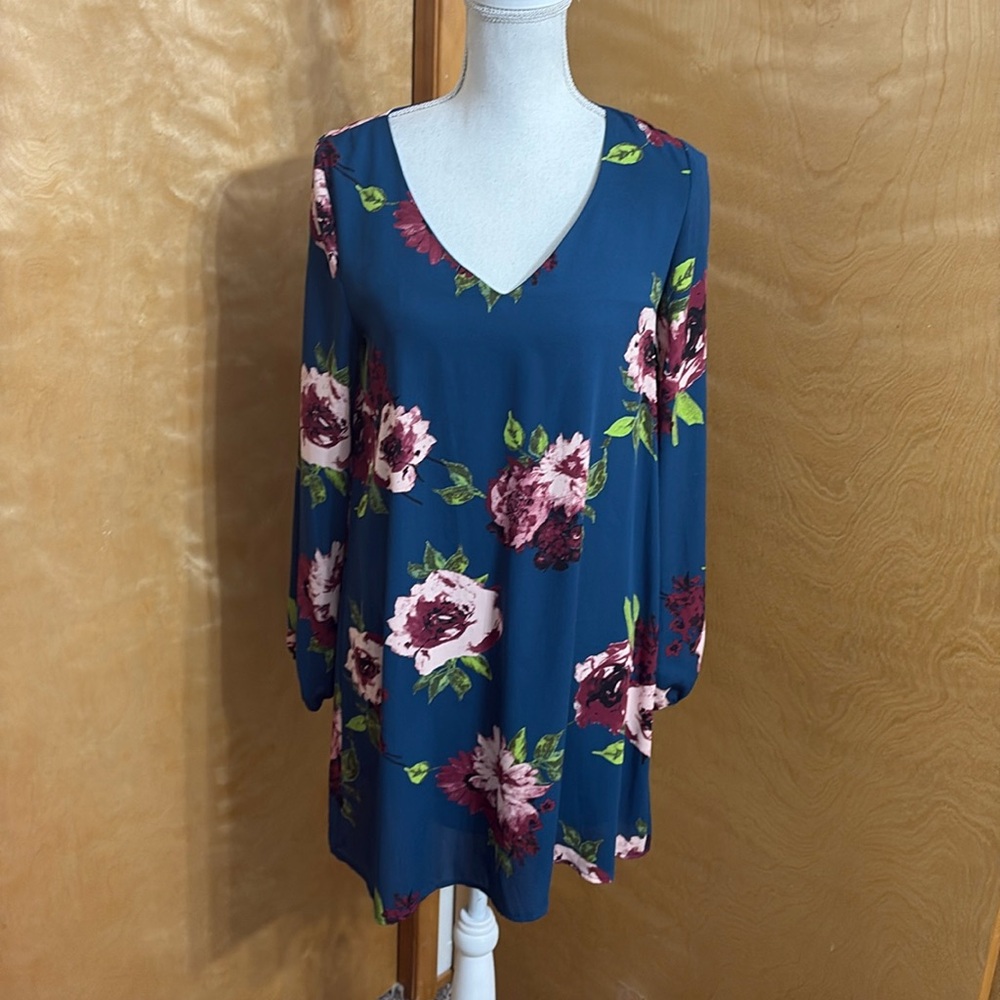 Altar’d State Blue Floral Long Sleeve Dress Size S